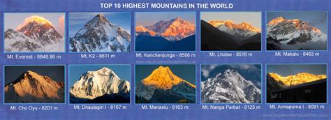 Budget Travel guide to The 10 Higher Mountains in THE WORLD